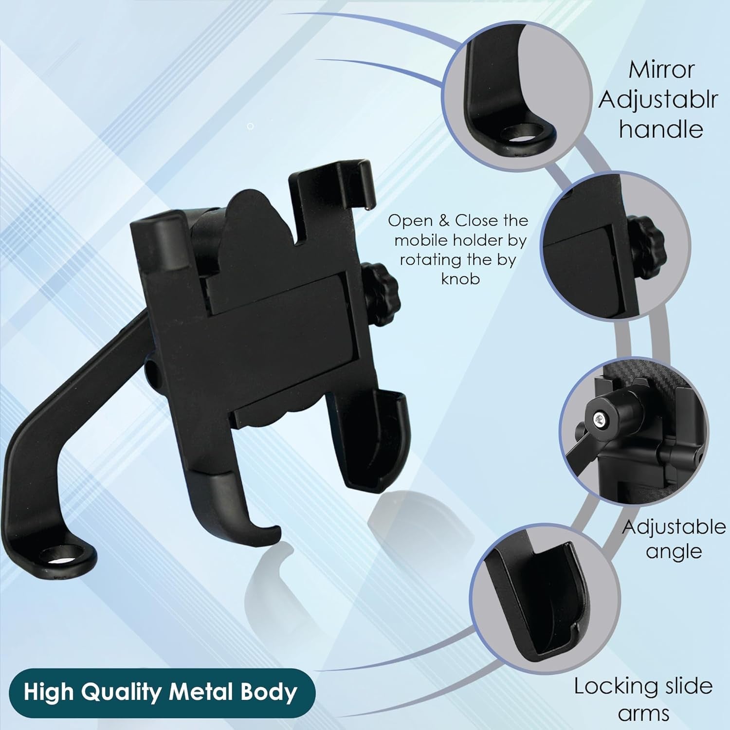 Full Metal Body Bike & Scooty 360 Degree Rotating Mobile Holder Stand for Bicycle, Motorcycle, Scooty for Maps and GPS Navigation Fits All Smartphones (1 Pc) Full Metal Body Bike & Scooty 360 Degree Rotating Mobile Holder Stand for Bicycle, Motorcycle, Scooty for Maps and GPS Navigation Fits All Smartphones (1 Pc)